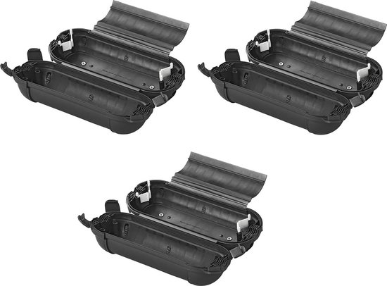 3x Stekkersafes / veiligheidsboxen voor Schuko stekkerverbindingen - kunststof zwart - IP44 - 21 x 8 x 8,5 cm van SMARTLOOP
