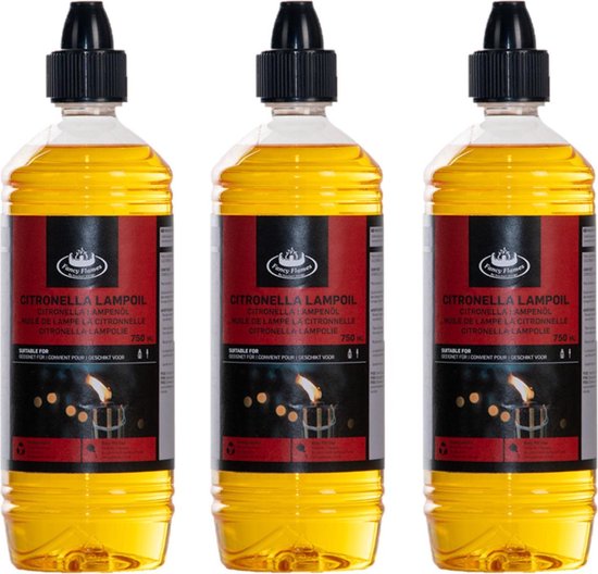 3x stuks bio citronella lampenolie/fakkelolie 750 ml - Anti Muggen van Bio Vitaal