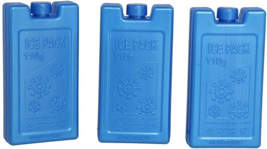 3x stuks Koelelementen 110 ml 6 x 10 cm blauw - Koelblokken/koelelementen voor koeltas/koelbox van Blokker