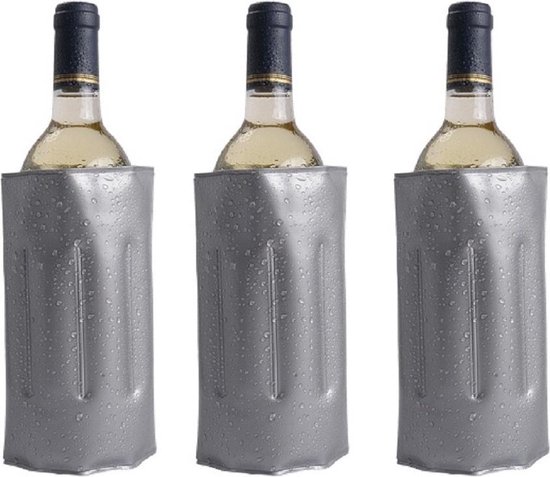 3x stuks koelelementen houders voor een fles 34 x 18 cm - Flessen koelementen - Drank/wijn/water flessen koel houden van SportXs
