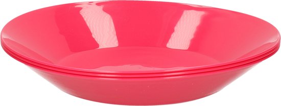 3x stuks ontbijt/diner diepe bordjes hard kunststof 21 cm in het roze. Outdoor servies camping/picknick/verjaardag van Betrada
