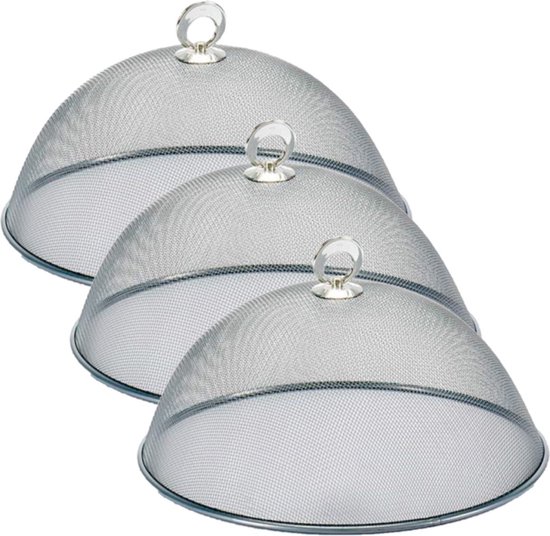 3x stuks vliegenkap/voedselkap voor voedsel van metaal 30 cm - Eten/voedsel beschermen tegen ongedierte - Afdekkappen van Axi-select