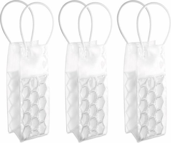 3x Wijnfles koeltassen 25 cm - Handige koeltassen voor wijnflessen/frisdrankflessen voor onderweg van Merkloos