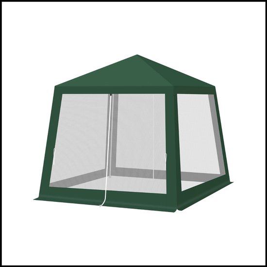 3x3m Tuin Tuinhuisje - Luifel Tent met Klamboe en Mesh Zijwanden - Voor Patio, Terras en Outdoor Camping van Merkloos