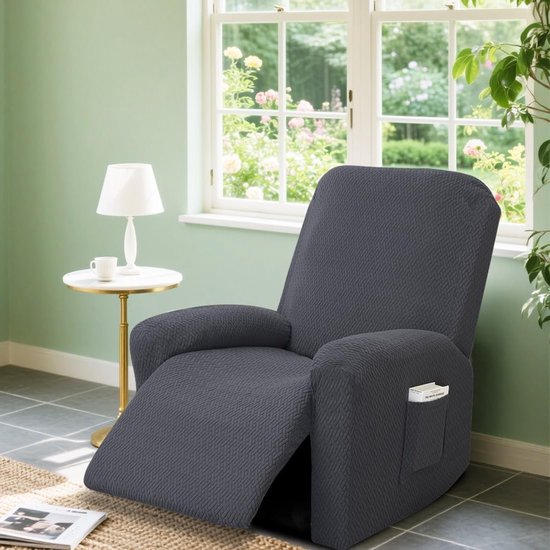 4-delige All-Inclusive Recliner Stoelhoes, Rekbare Bescherming voor Relaxstoel met Opbergvakken, Compleet Stoelhoes voor Massagestoel en Comfortabel Zitgemak