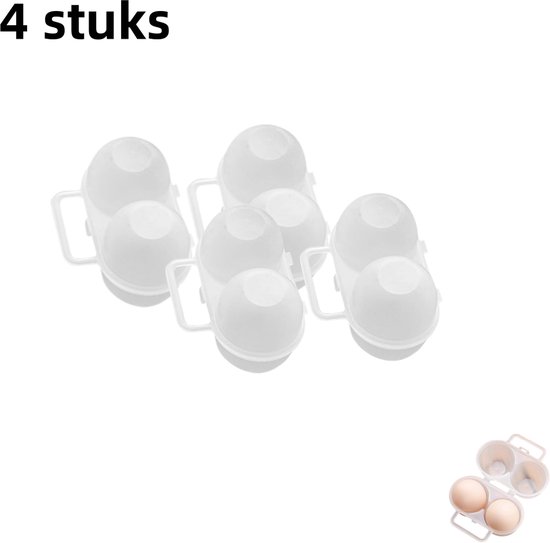 4-delige draagbare eierdoos voor buiten - Valbestendig, schokbestendig en breukvast - Geschikt voor kamperen, wandelen en picknicken in de buitenlucht Schokbestendige compacte beugelcontainer - Transparant van Merkloos