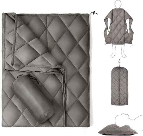 4-in-1 Multifunctioneel Campingdek - Lichtgewicht Slaapzak en Kussen 140x200 cm - Waterdicht voor Picknick en Wandelen van Merkloos