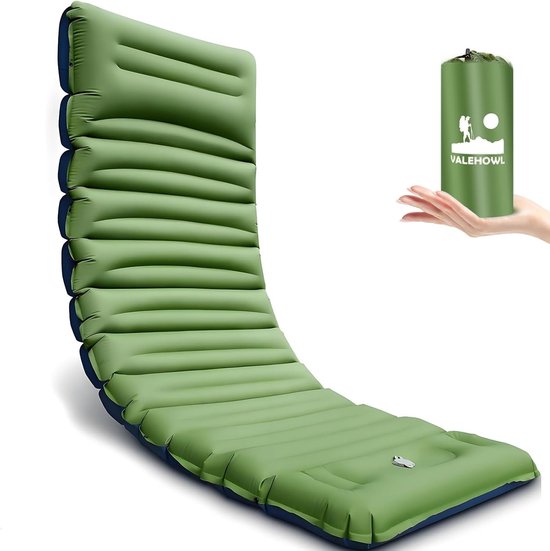 4 Inch Dikke Opblaasbare Slaapmat met Voetpomp en Kussen - Lichtgewicht Kampeermatras voor Buiten