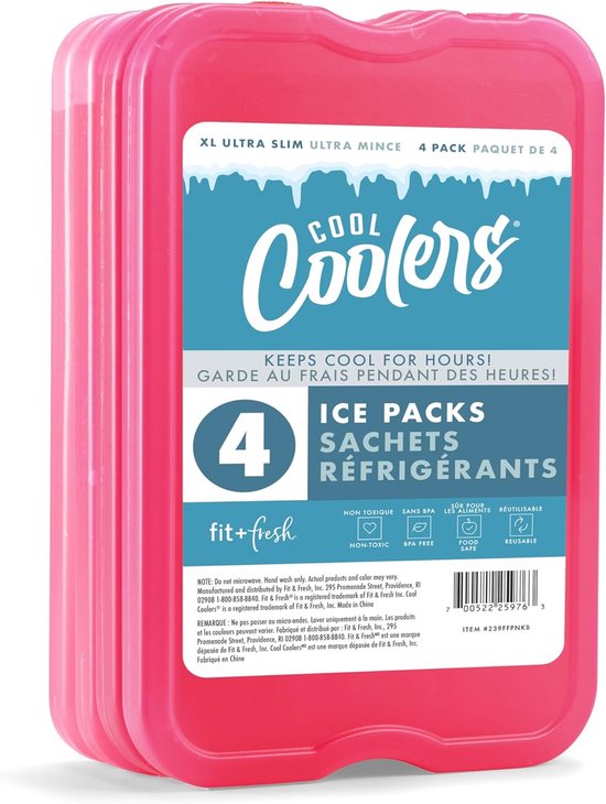 4 Pack XL Slim Ijspakken - Ruimtebesparende Herbruikbare Koelers voor Lunchboxen