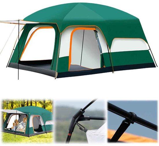 4-Seizoenen Kampeertent voor 2-3 Personen, Waterdichte Familietent met 2 Kamers, Dubbelwandige Outdoor Tent voor Camping, Reizen en Hiking van Merkloos