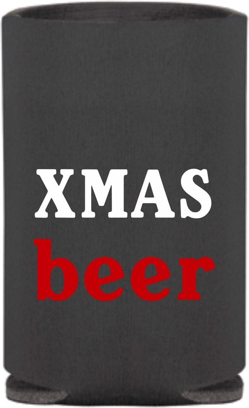 4 st. bier blik koelhoudhoes Kerstmis thema| zwart | Feestdagen kado idee van Summum.