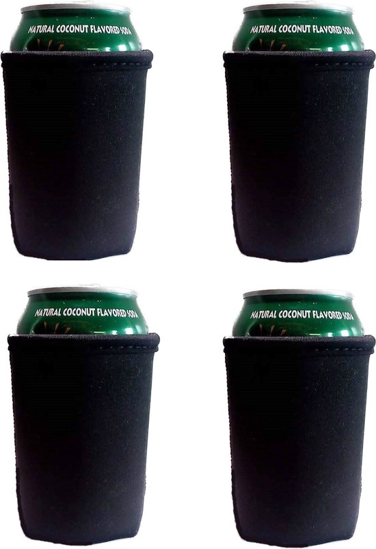 4 st. Bier - Frisdrank blik Koelhoud hoesje - ZWART - bierblik hoesjes van Relaxdays