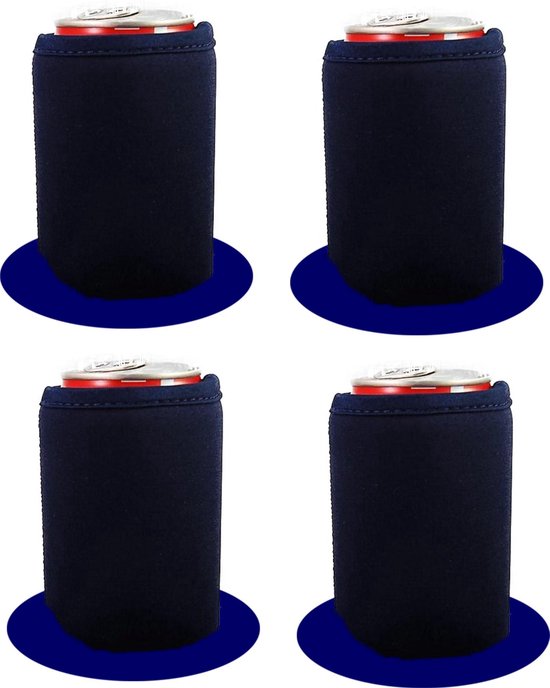 4 st. Bier - frisdrank blik koelhoud hoesjes - NAVY BLAUW van Balvi