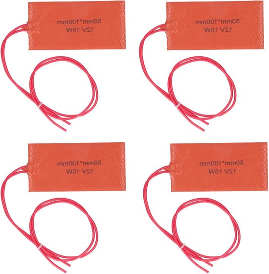 4 Stuks Flexibele Siliconen Verwarmingsmat 12V 15W - Ideaal voor Verwarming en Comfort, 50x100mm van Merkloos