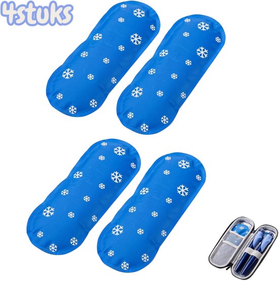 4 stuks - IJspak - Insuline-gelpak - Isolatiezak-ijspak - IJspak - coolpack - Blauw - 18*6,5cm - Non-woven ijspak - Geschikt voor reiskoffer insulinekoeler van Merkloos