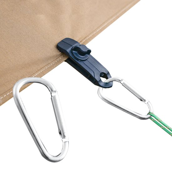 4 Stuks Klemmen met Karabijnhaak voor dekzeil | Stevige Clips | Tent Zeil | Camping | Outdoor | Zeil Doek Vasthangen | Schaduwdoek | Auto cover | Tent | Festival | Afdekzeil van Vobor