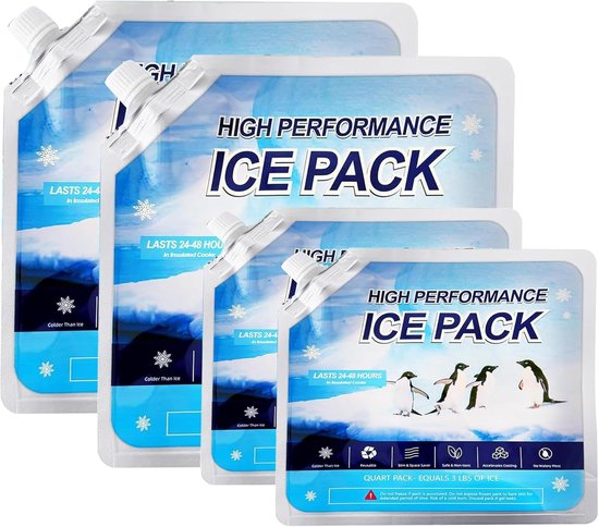 4 stuks koelaccu's voor koeltas - ijszak - koelbox - koelrugzak - herbruikbare koelpack - Ice Pack extra lange koelduur - eenvoudige opslag - 25 x 25 cm en 16,5 x 19 cm van Merkloos