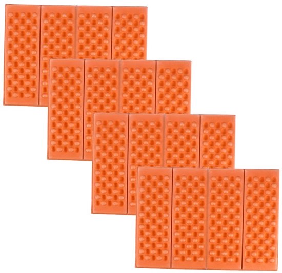 4-stuks Opvouwbare mat - Mini waterdichte opvouwbare mat - Waterdichte schuimmat - Waterdicht - Thermische isolatie - Geschikt voor kamperen, picknicks en andere buitenactiviteiten -Oranje van Merkloos