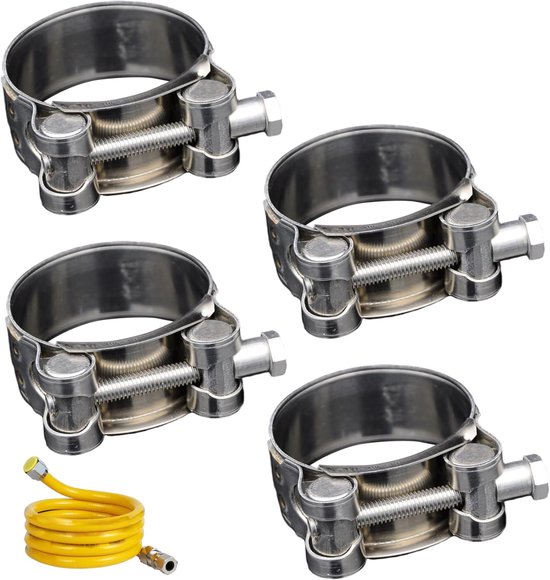 4 stuks roestvrijstalen slangklemmen, klembereik 36-39 mm, roestbestendig, praktische sterke buisklem met T-bout, slangklemtang, klemmen van Merkloos