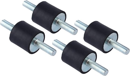 4 Stuks Rubber Isolator Bevestigingsset, Anti-Vibratie Montagebeugels M6 20x20, Schokabsorber met Schroeven voor Geluidsisolatie en Stabiliteit van Merkloos