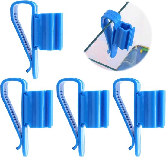 4 stuks-Slangklem voor het verversen van aquariumwater - verstelbare slangklem voor aquariums - slanghouder - aquariumbenodigdheden - aquariumaccessoires - geschikt voor aquariums - emmers - blauw - 8,5 x 2,5 x 5,1 cm