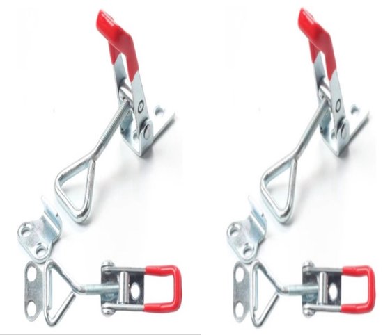 4 Stuks Verstelbare Knevel Klemmen - Gegalvaniseerd Ijzer / Roestvrij Staal - Quick Release & Anti-Slip Sluiting - Push Pull Knevel Klemmen van Merkloos