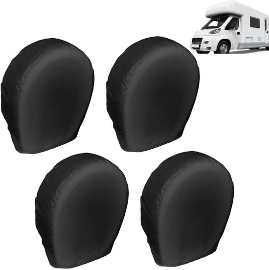 4 Stuks Zwarte Universele Bandhoezen Waterdicht voor Auto, Camper en Trailer