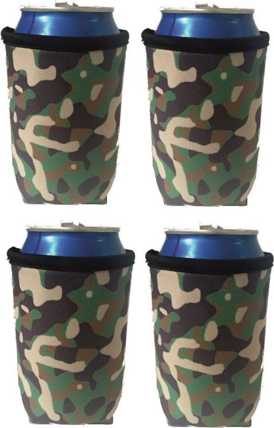 4 x Camouflage koelhoud blikjes hoes | bierblik hoesjes van AyeBar.