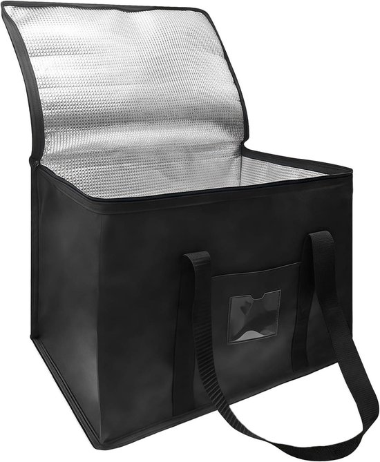 40 liter koeltas voor winkelen en outdoor gebruik - Opvouwbare thermotas voor BBQ, camping en strand, lekvrij en waterdicht - zwart, 43 x 30 x 31 cm van Merkloos