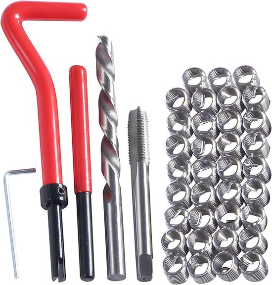 40 Stück Gewindereparatursatz,M6 Edelstahl Gewinde Reparatur Set | Metrisches Kompatibel innen Drahteinsatz Kit, Professionelles Handbuch Gewindereparatur für Wartung von Autos und Motorrädern