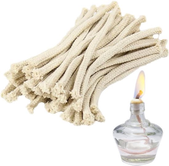 40 stuks olielamp lont - 15 cm olielamp lont, ronde katoenen olielamp lont, vervangende lont voor tuinfakkel, olielamp lont