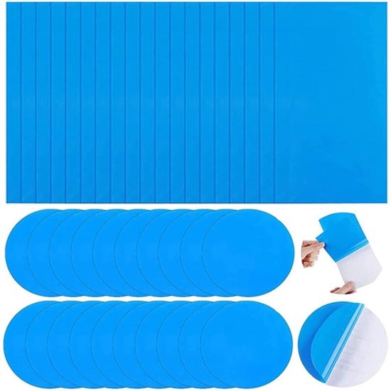 40 stuks - Zwembadstickers - Zwembadreparatie - Reparatiepleisters - Zwembadreparatieset - 20 Rechthoekig + 20 Rond - Reparatiepleister voor zwembadliner - Blauw - PVC