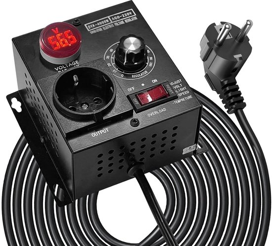 4000W Elektronische Spanningsregelaar AC 220V - Traploze Motor- en Ventilatorregeling met Voltmeter van Merkloos