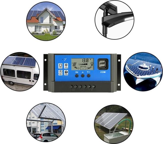 40A DC 12V - 24 V PWM Solar laadregelaar met LCD en 5V USB van Allpowers®