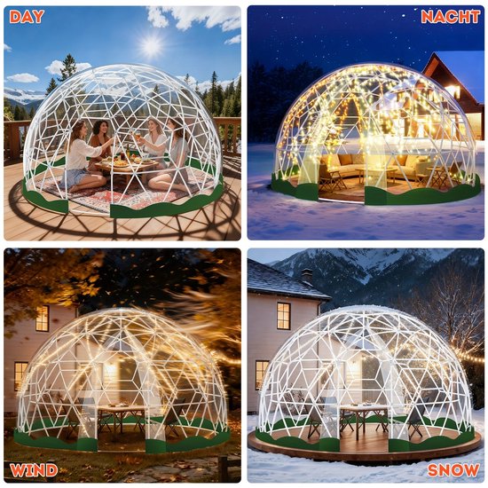 4.6m Koepeltent – Buitentent – Iglo Tent – Geodetisch Kas – Groene Dome Tent – Weerbestendig ABS Frame – Wind- en Sneeuwbestendig van Merkloos
