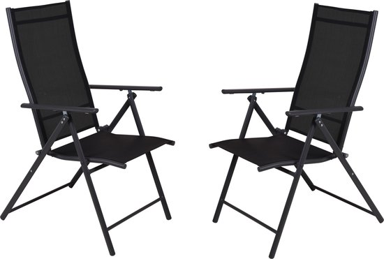 4goodz set 2 stuks Tuinstoelen Verstelbaar 7 standen - Donkergrijs van 4goodz