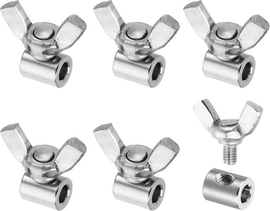 4mm Hole Kabel Klemmen - 6pcs RVS - Eenhandige Hole Gedraaide Draad Klemmen Bevestigingselementen Schroeven voor Staal Draad - Duurzaam Zilver