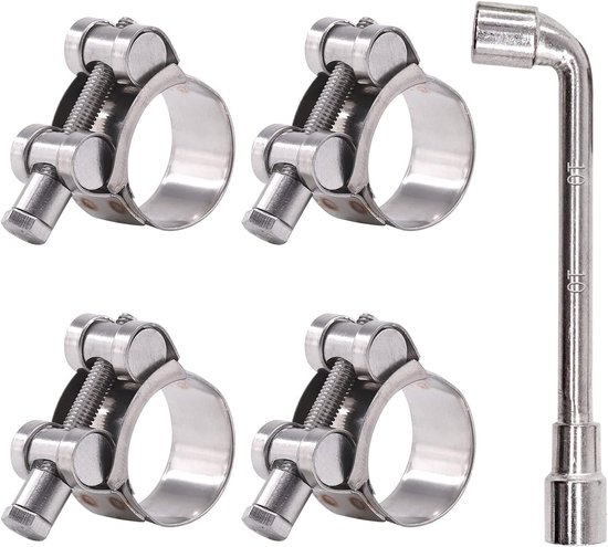 4Pcs 29-31mm T-Bolt Slangklemmen - 304 RVS - Zware Duurzame Oorklem - Verstelbare Slangklemmen voor 1.1"-1.2" Diameter Slang (29-31MM) van Merkloos