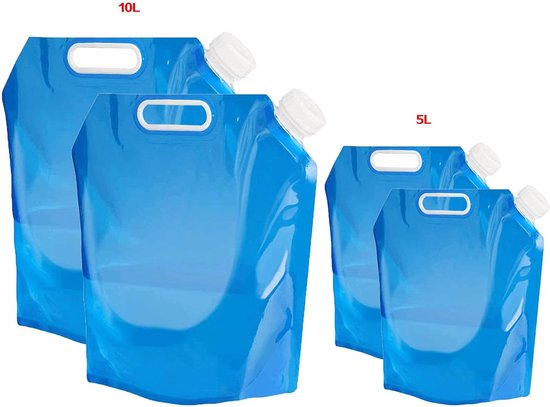 4PCS opvouwbare waterbus, draagbaar opvouwbaar drinkwater, opvouwbare gieter, watercontainer watertank voor wandelen kamperen picknick reizen BBQ (5L + 10L) van Theefun