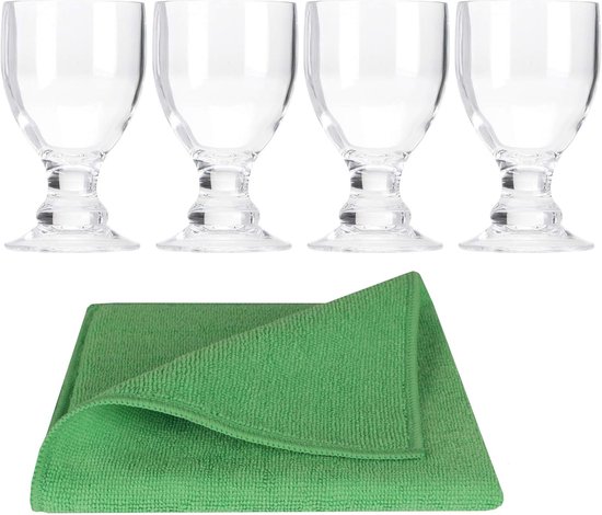4x Acryl Drinkglazen Set 410 ml Helder - Onbreekbaar Kunststof Glas voor Tuin, Camping en Buiten