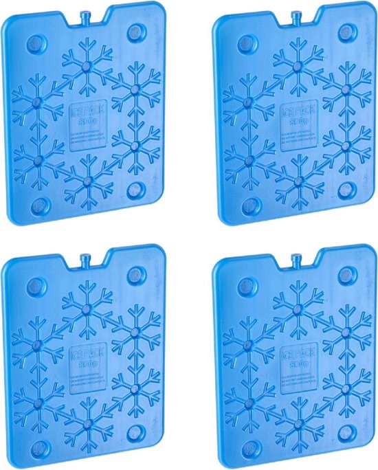 4x Blauwe koelelementen 800 gram 25 x 32 cm - Koelblokken/koelelementen voor koeltas/koelbox van Maximex