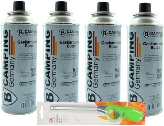 4x Butaan gasfles gasvulling 227 gram inclusief gasaansteker van Benson