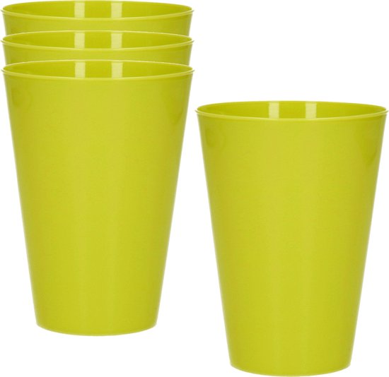 4x drinkbekers van kunststof 430 ml in het groen - Limonade bekers - Campingservies/picknickservies van Summertime