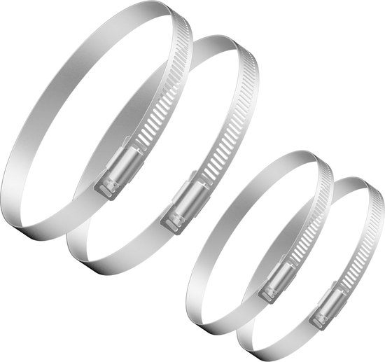 4x Grote Slangenklemmen - Slangenklem 2x 38mm / 2x 57mm - 3,8cm t/m 5,7cm - Set van 4 - Roestvaste Slangklem ( Verzinkt staal ) - BPK van Merkloos