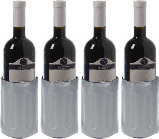 4x Koelelement voor een fles 34 x 15 cm - Flessenkoelement - Drank/wijn/water flessen koel houden van Merkloos