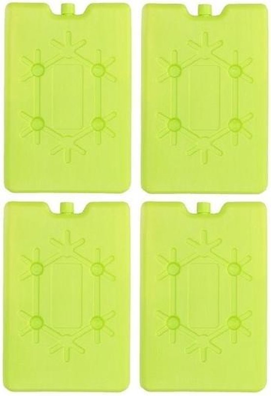 4x Koelelementen fel groen 16 cm - Koelblokken/koelelementen voor koeltas/koelbox van Merkloos