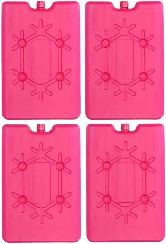 4x Koelelementen fel roze 16 cm - Koelblokken/koelelementen voor koeltas/koelbox van Merkloos