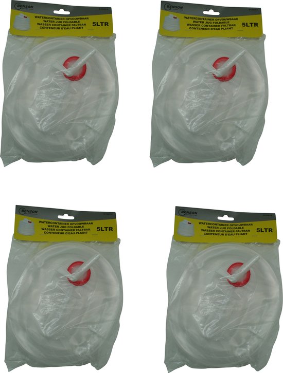 4x Opvouwbare watercontainers met tapkraan - 5 liter - jerrycans / watertanks / watercontainers met kraan / tap - kampeerartikelen van Paradi