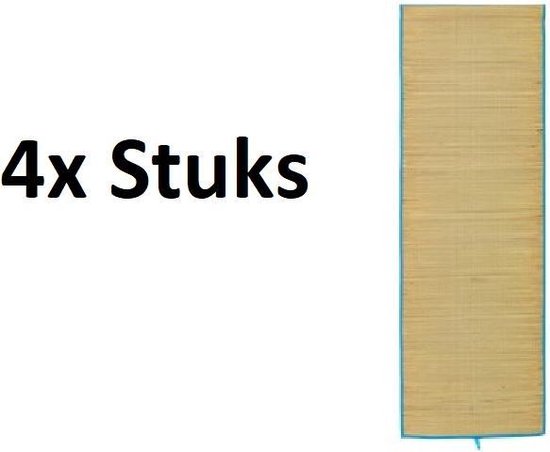 4x Rieten Strandmat - Set -  Oprolbare Rietmat - Ligmat Voor Buiten - 60x180cm  - Diverse Kleuren - 4 Stuks van Merkloos