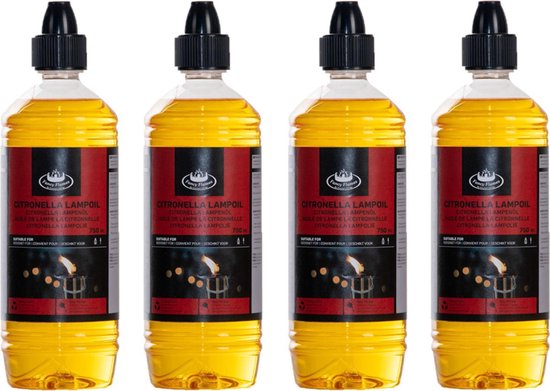 4x stuks bio citronella lampenolie/fakkelolie 750 ml van Citronmax